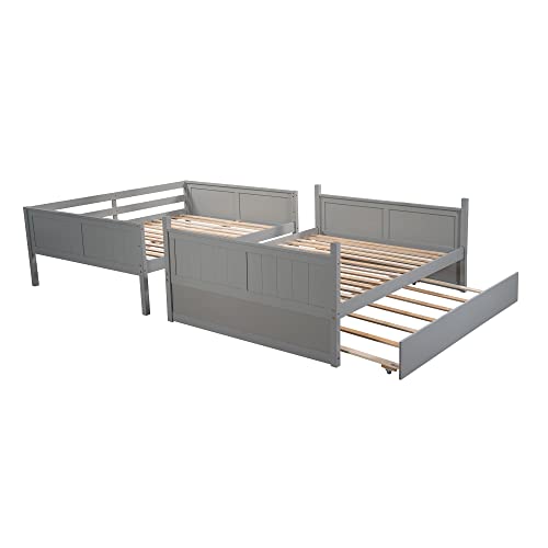 Twin Over Full Bunk Bed with Slide and Stairs for Kids I642