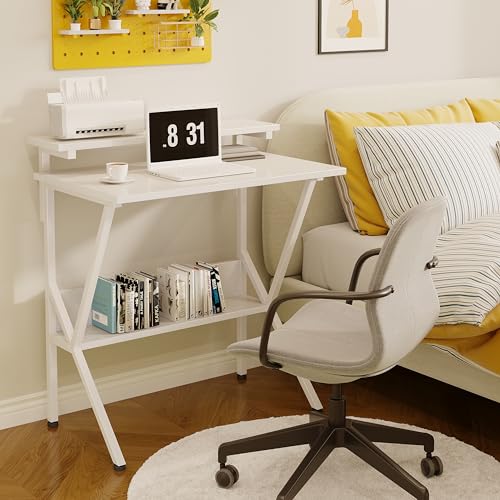 Small Desk with Adjustable Monitor Stand for Small Spaces, Grey G4959
