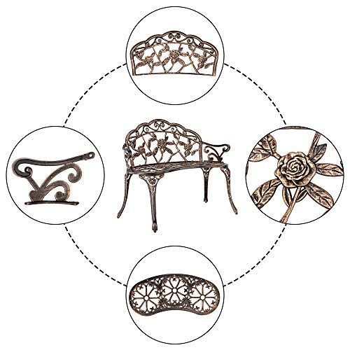 Outdoor Metal Rose Bench for Garden Patio Yard Decor Z65822