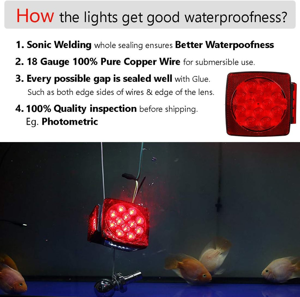 12V Submersible LED Trailer Tail Light Kit for Under 80 Inch Trailer M3415