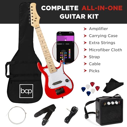 30in Kids Electric Guitar Beginner Starter Kit with Amplifier, Strap, Gig Bag, Picks J4176