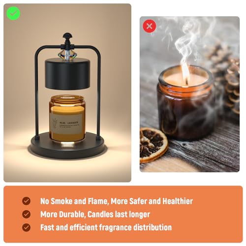 Candle Warmer Lamp with Timer and 2 Bulbs, Dimmable Wax Melt Warmer for Home Decor D998607