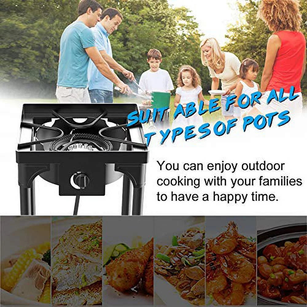 Portable Propane Stove, Single Burner with Gas Hose and Detachable Legs I741