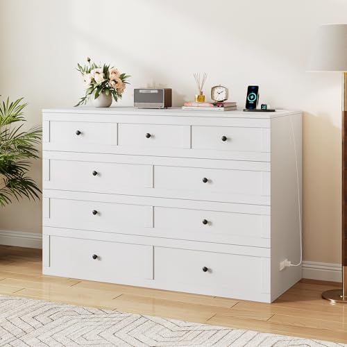 Murphy Bed with Storage & Charging Station, Foldable Panel, Distressed White C449393