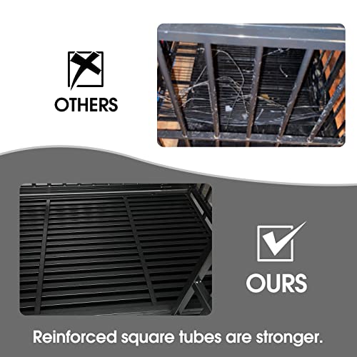 Heavy Duty Dog Kennel Crate with Metal Frame, Double Doors and Lockable Wheels J6089