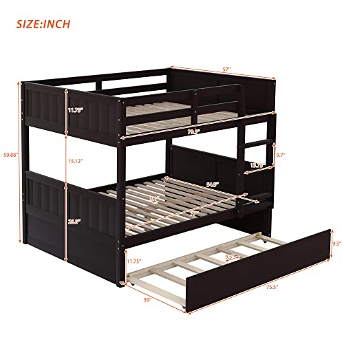 Twin Over Full Bunk Bed with Slide and Stairs for Kids I642