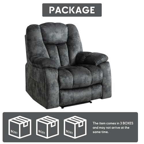 Manual Recliner Chair with Massage and Heat for Adults, Brown O26736