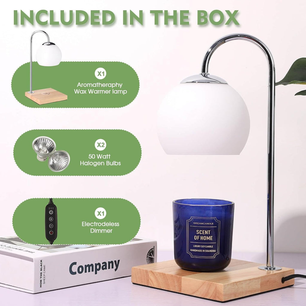 Candle Warmer Lamp with Timer and Glass Lampshade E988