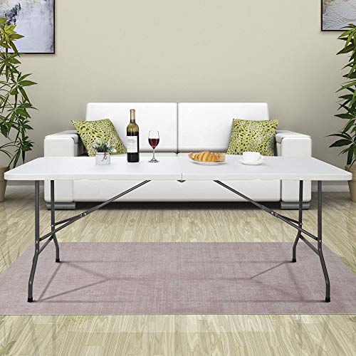 Portable 4 Foot Plastic Folding Table, Indoor Outdoor Heavy Duty, White Y15191