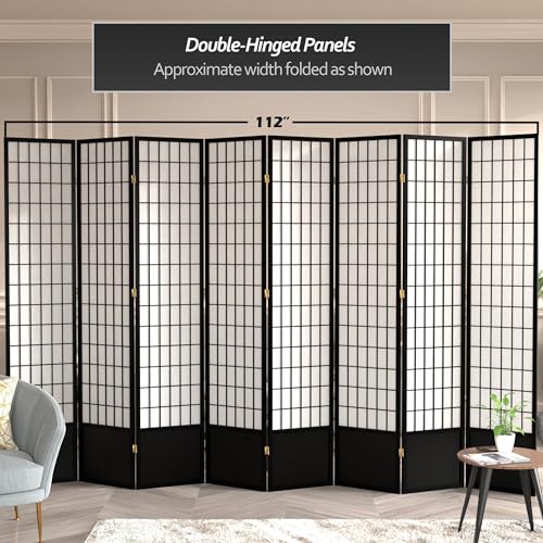 7 ft. Tall Window Pane Shoji Screen Room Divider, 3 Panels, White S15216
