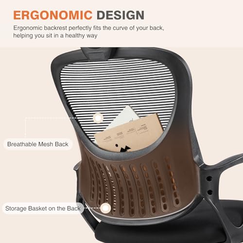Ergonomic High-Back Mesh Rolling Desk Chair with Adjustable Headrest, Pink S9181