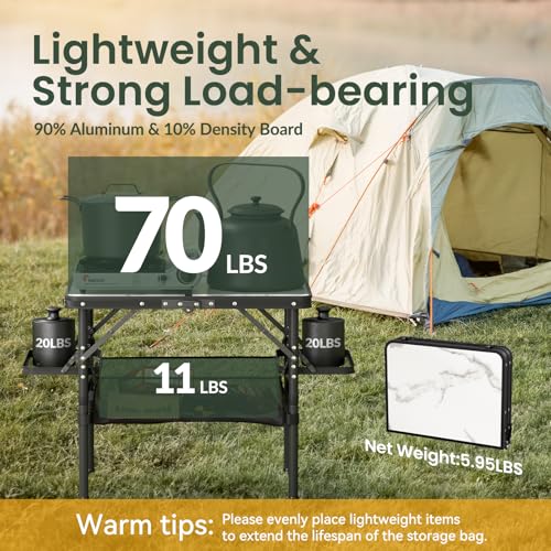 Folding Camping Table Small 2ft, Portable with Extra Space, Aluminum V581