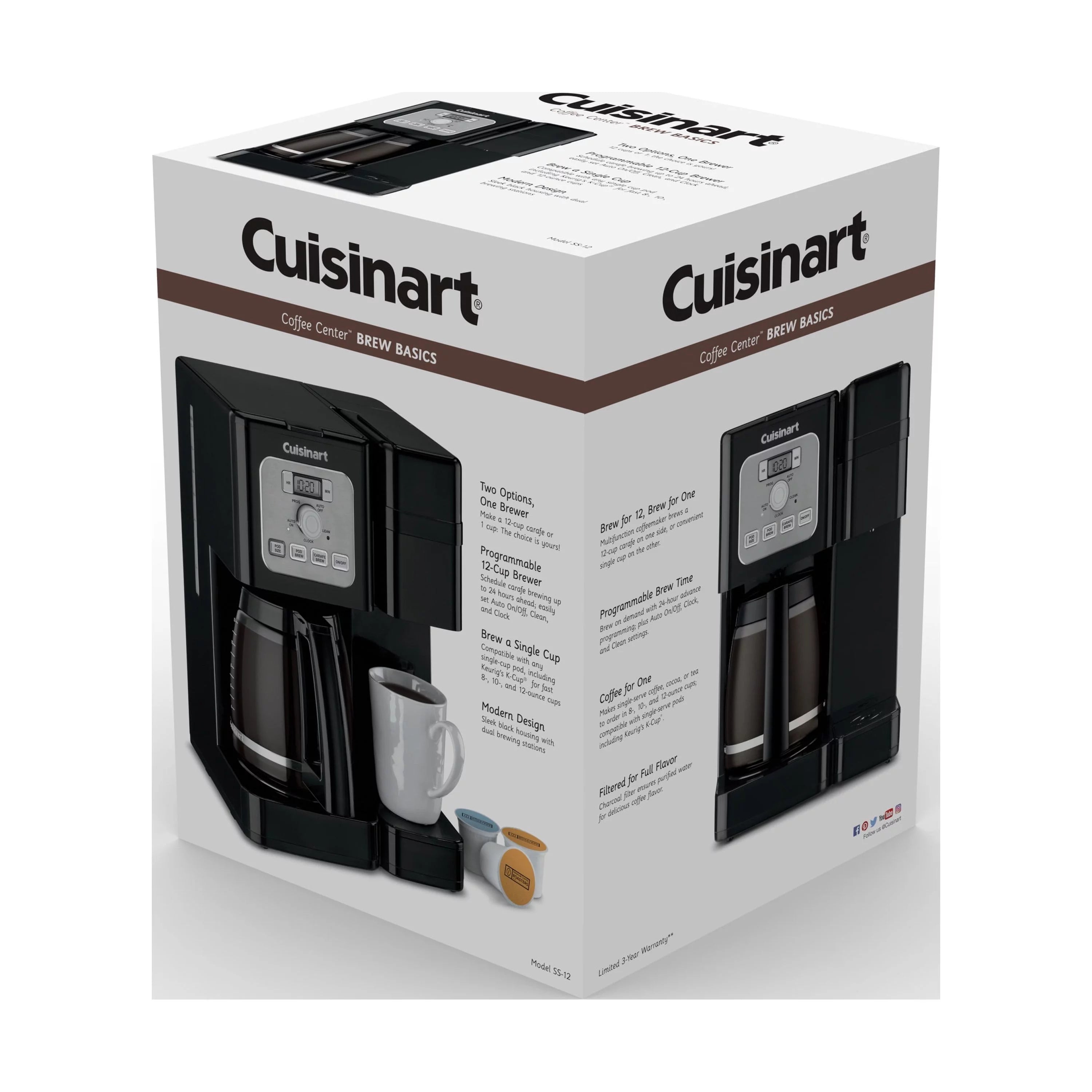 12 Cup Programmable Single-Serve Coffee Maker, Black Y1871