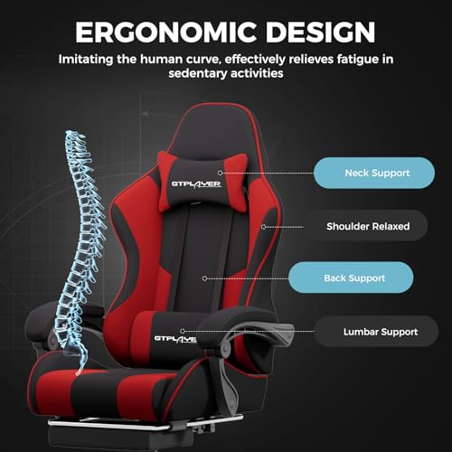 Gaming Chair with Footrest and Lumbar Support, Height Adjustable, Blue Y9034