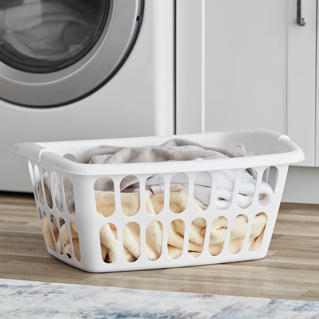 Rectangular Plastic Laundry Basket, White, 6 Pack L6443