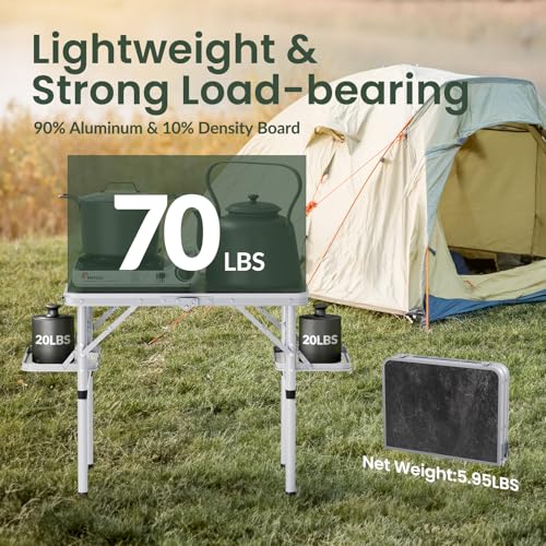 Folding Camping Table Small 2ft, Portable with Extra Space, Aluminum V581