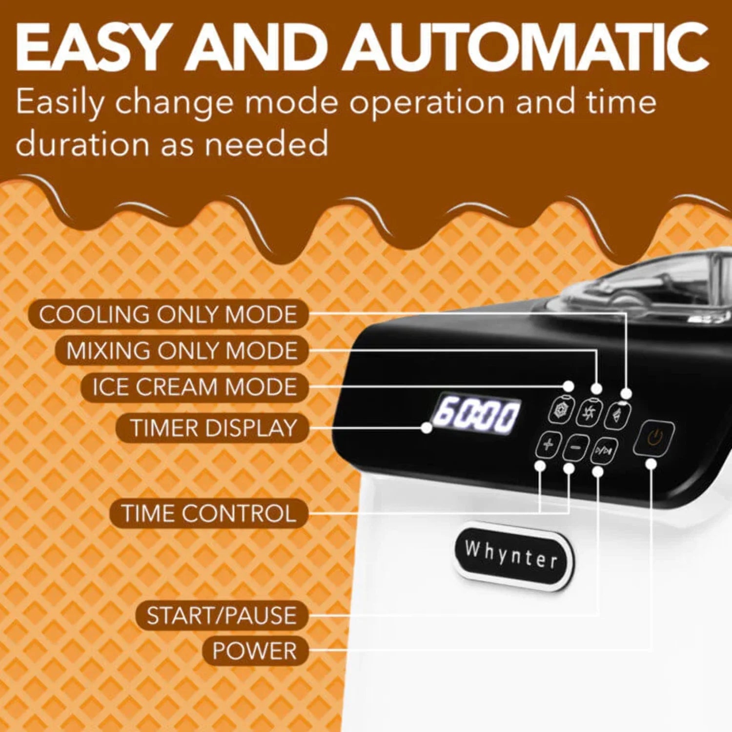 Compact Upright Automatic Ice Cream Maker with Stainless Steel Bowl K781