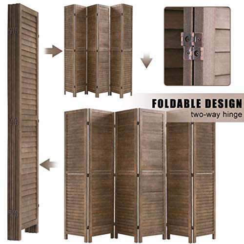 6 Panel Wood Room Divider Privacy Screen Freestanding White U13428