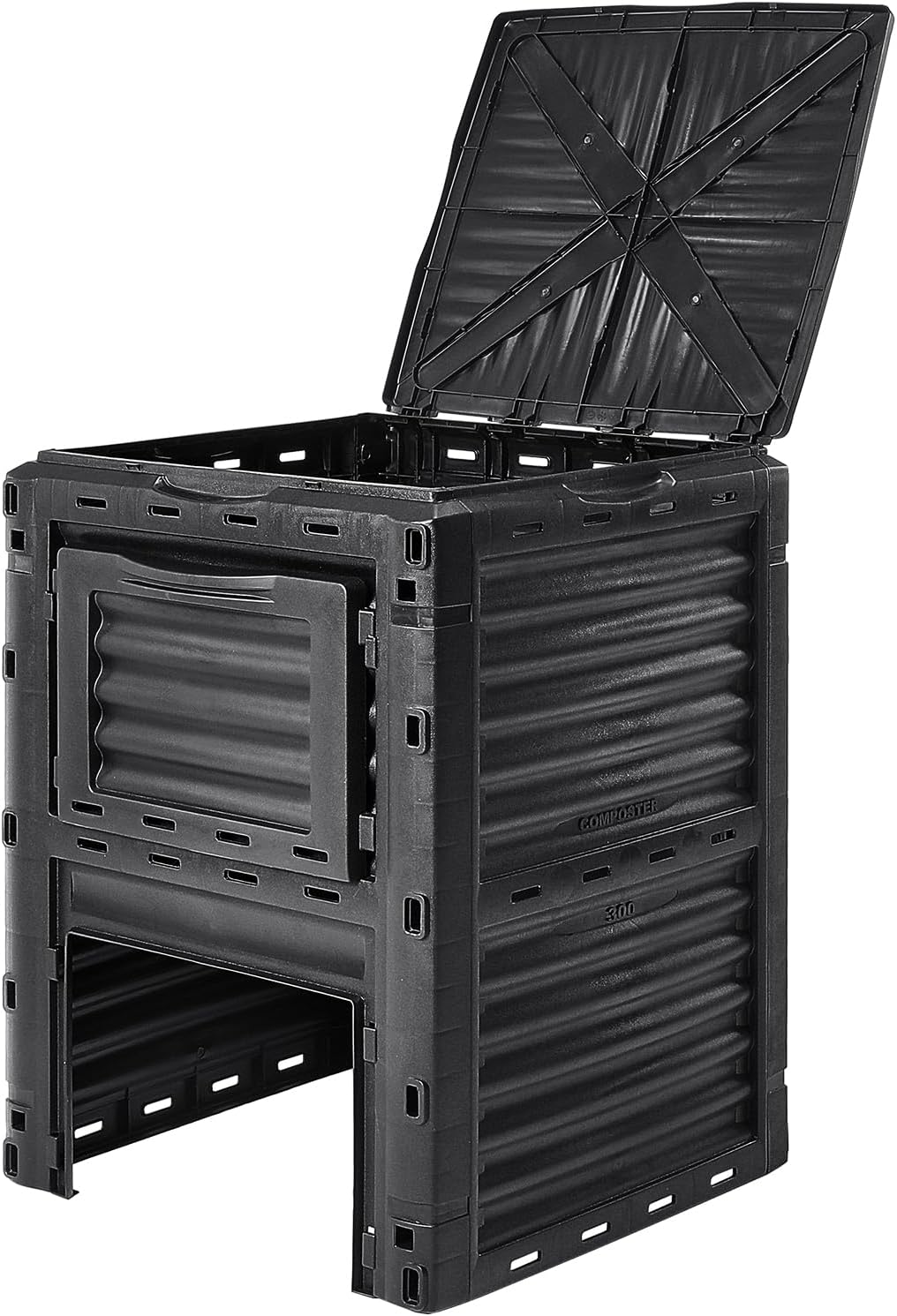 Garden Compost Bin 80 Gallon, BPA Free Composter, Outdoor Composting Bin with Top Lid and Bottom Door A75916