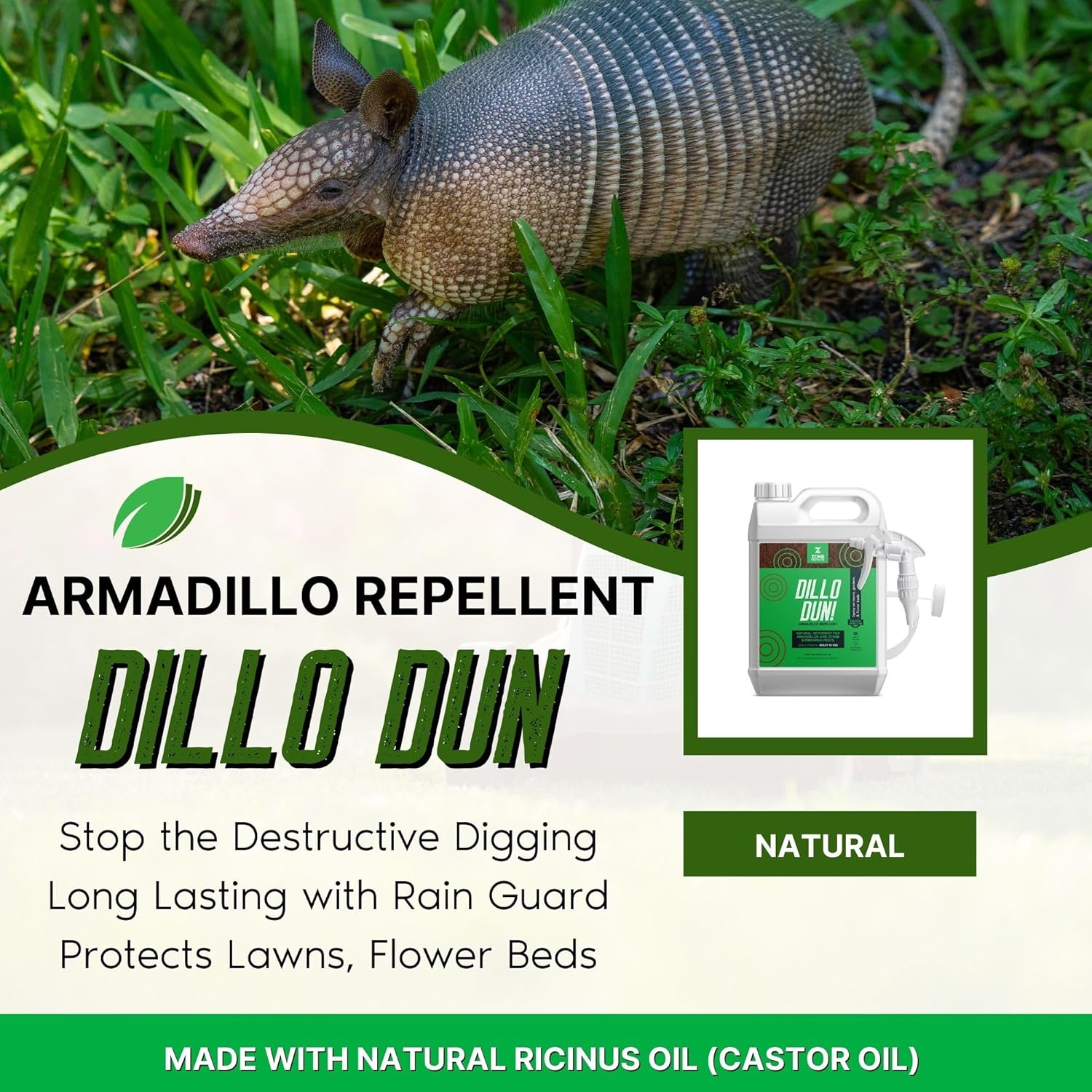 Armadillo Repellent Spray for Yard, Gardens and Flower Beds D162