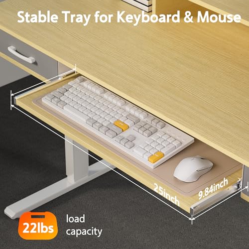 Electric Standing Desk with 2 Drawers, Height Adjustable for Home Office W495