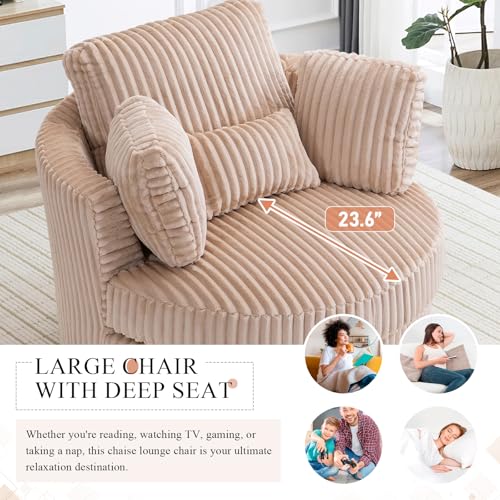 Round Swivel Barrel Chair with Ottoman for Living Room Bedroom G375183