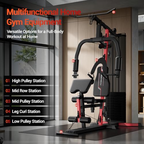 Home Gym System with 160LB Weight Stack, Full Body Strength Training H7527
