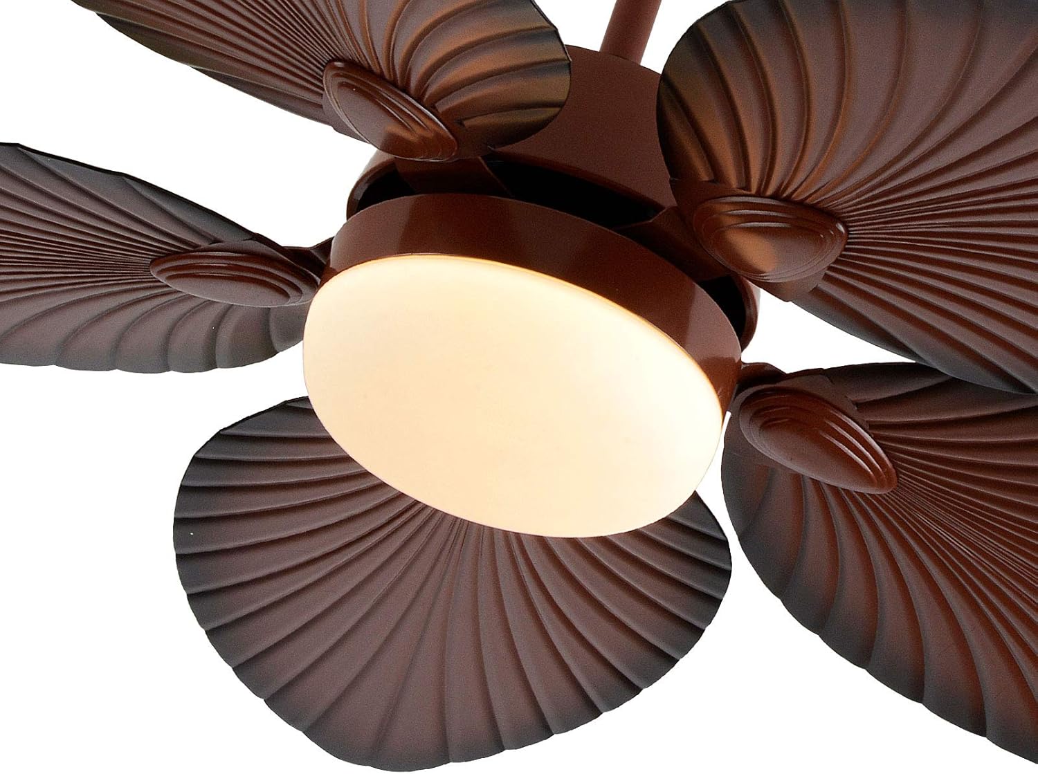 Tropical Ceiling Fan with LED Light, 52 Inch Palm Leaf Blades, Remote Control F295