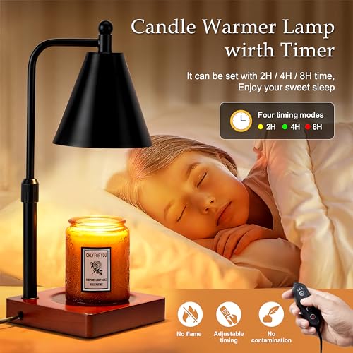 Candle Warmer Lamp with Timer and Dimmer, Adjustable Height, White Gold J260322