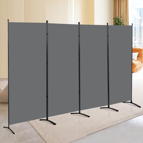 Room Divider Screen 3 Panel Folding Partition with Metal Frame, Grey N348