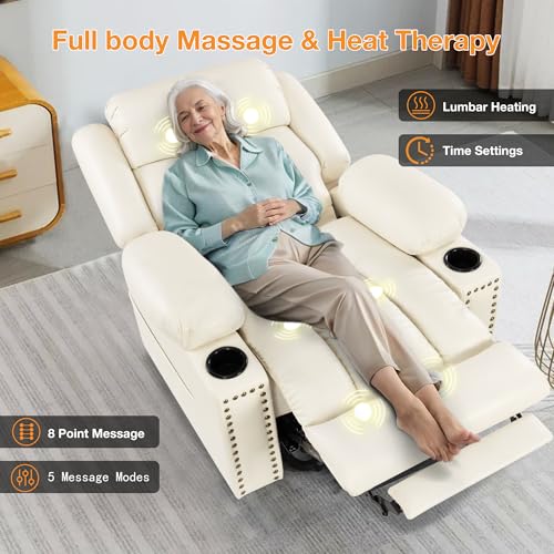 Large Power Lift Recliner Chair for Elderly with Heat and Massage, USB Port, Dark Brown O650