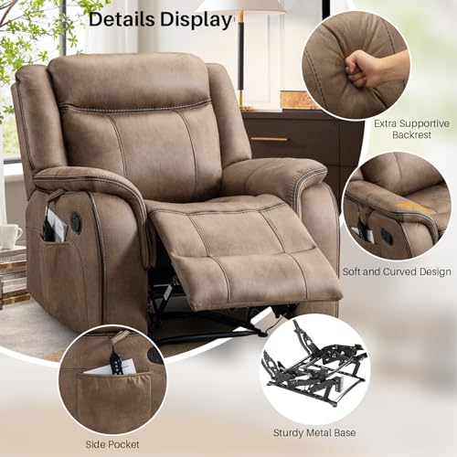 Massage Recliner Chair with Heat, Faux Leather, Manual Reclining Lounge Chair K459
