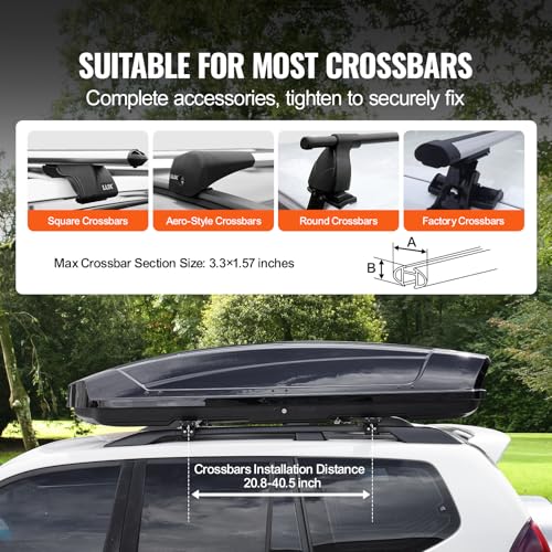 Rooftop Cargo Carrier, 18 Cubic Feet Hard Shell Roof Box, Dual-Sided Opening W552283