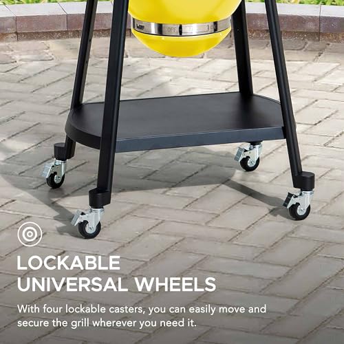 Charcoal Kamado Grill with Pizza Stone and Wheels Y970299