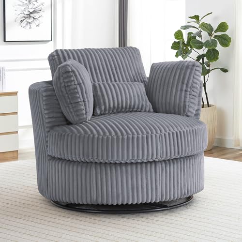 Round Swivel Barrel Chair with Ottoman for Living Room Bedroom G375183