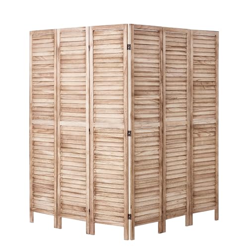 4 Panel Folding Wood Room Divider, 66.9 Inch Tall Privacy Screen I263