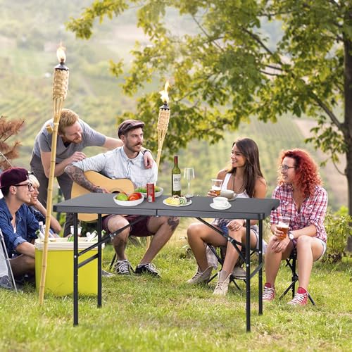 Portable 4 Foot Plastic Folding Table, Indoor Outdoor Heavy Duty, White Y15191