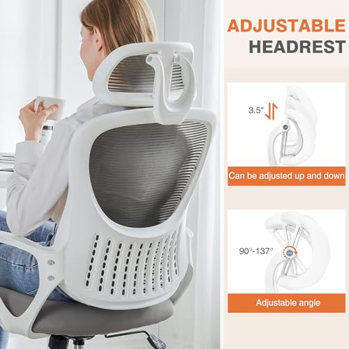 Ergonomic High-Back Mesh Rolling Desk Chair with Adjustable Headrest, Pink S9181