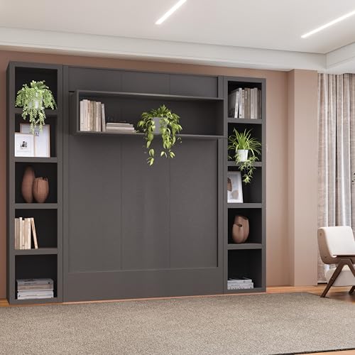 Queen Murphy Wall Bed with Two Bookshelves Z468