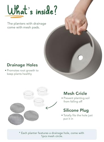 Ceramic Plant Pots with Drainage Hole, Set of 3, White R6124