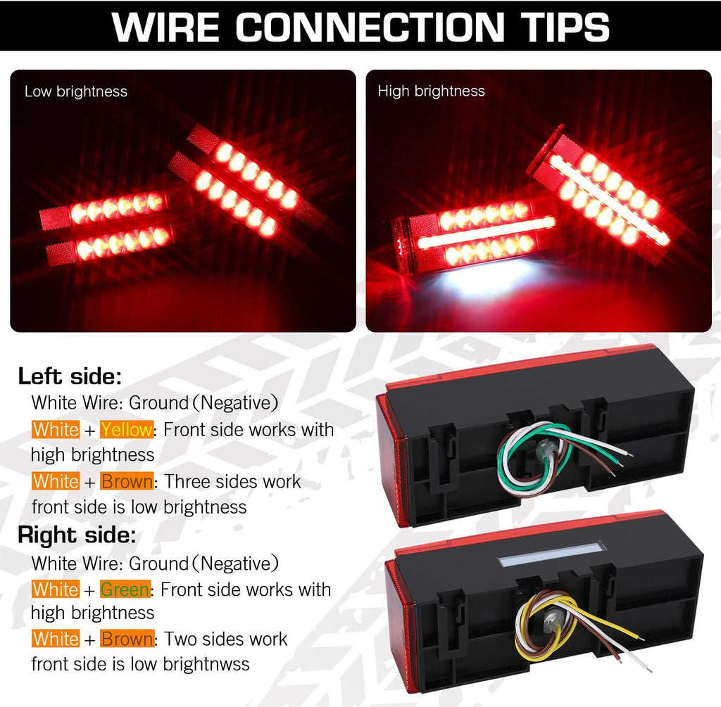 Submersible LED Trailer Light Kit, Waterproof Tail Lights with Turn and License Lights Q667