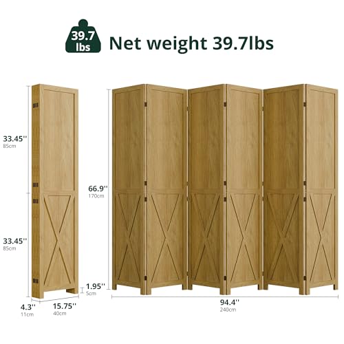 Wood Room Divider, 4 Panel 66.9 Inch Folding Privacy Screen, Freestanding Partition L84708