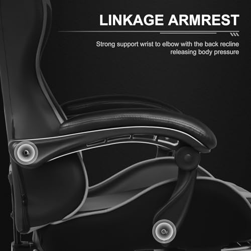 Gaming Chair with Footrest and Lumbar Support, Height Adjustable, Blue Y9034