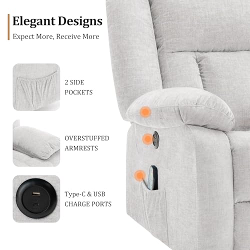 Swivel Glider Recliner Chair with Massage and Heating U99902