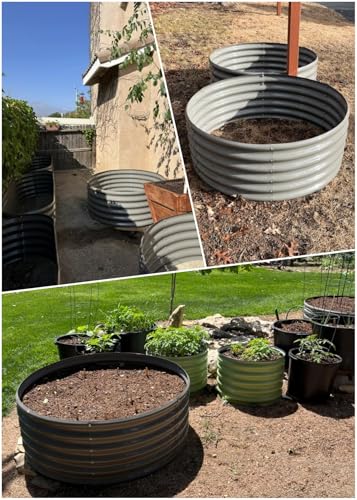 Galvanized Raised Garden Bed Oval Metal Planter Box for Vegetables Flowers U63502