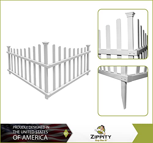 Vinyl Corner Picket Accent Fence, 40" W x 30" H, White C1065