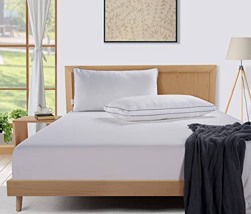 Bed Pillows King Size Set of 2 - Soft Gusseted Pillow for Sleepers Z7784