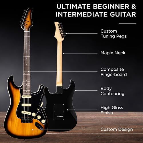 39in Full Size Beginner Electric Guitar Starter Kit with Case and Amp E13920