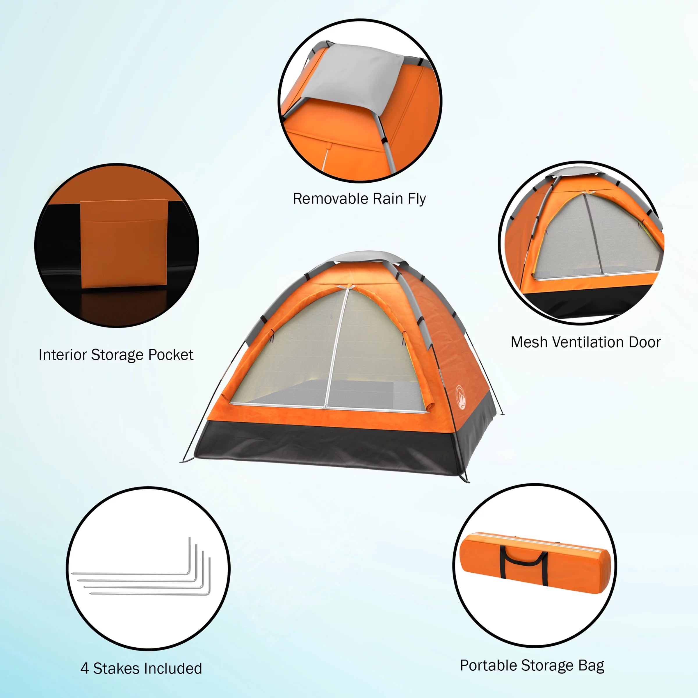 2-Person Dome Tent with Rain Fly and Carry Bag for Camping Hiking M156602