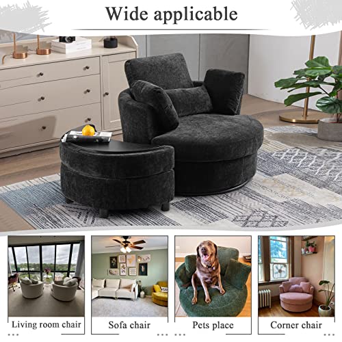 Round Swivel Barrel Chair with Ottoman for Living Room Bedroom G375183